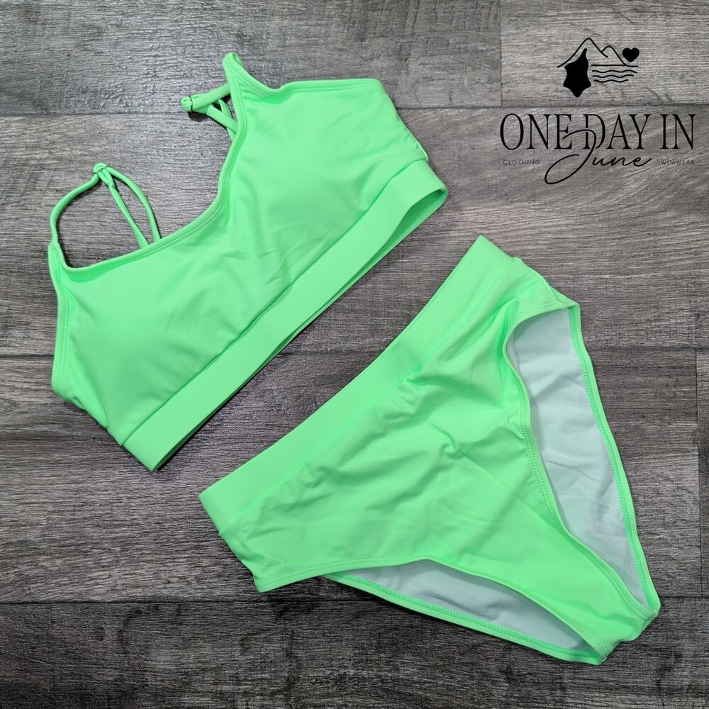 Pink Queen Crop High Cut Bikini Swimsuit Size M
